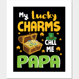 Gold Shamrocks Saint Patrick My Lucky Charms Call Me Papa Posters and Art